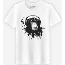 Koszulka "Creative Monkey" w kolorze białym. Białe koszulki męskie Wooop, m, z nadrukiem, z bawełny, z okrągłym kołnierzem, bez rękawów. W wyprzedaży za 56,95 zł.