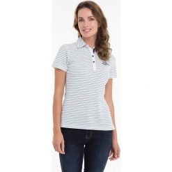 Koszulka polo w kolorze biało-niebieskim. Niebieskie koszulki damskie Denim Culture, na co dzień, l, polo. W wyprzedaży za 112,95 zł.