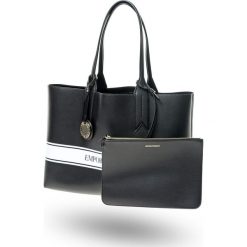 SHOPPERKA DWUSTRONNA Emporio Armani Z KOSMETYCZKĄ. Czarne kosmetyczki damskie Emporio Armani, z nadrukiem, ze skóry ekologicznej, z nadrukiem, bez dodatków. Za 839,00 zł.