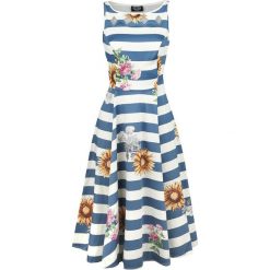 H&R London Blue Striped Skyscraper Sunflower Dress Sukienka niebieski/biały. Niebieskie sukienki damskie marki H&R London, xl, bez wzorów, bez kołnierzyka, bez rękawów. Za 284,90 zł.