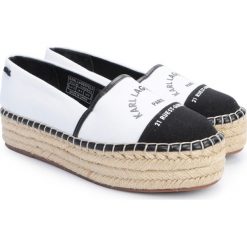 Karl Lagerfeld Espadryle "Kamini". Espadryle damskie KARL LAGERFELD, z napisami, ze skóry, na wysokim obcasie. Za 499,00 zł.