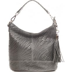 Shopper bag damskie: Skórzana torebka w kolorze szarym – 27 x 18 x 32 cm