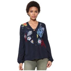 Desigual Bluzka damska bluse Giles 17WWBW56 5001 (rozmiar XS). Niebieskie koszulki damskie Desigual, xs, bez wzorów, bez kołnierzyka. W wyprzedaży za 183,00 zł.