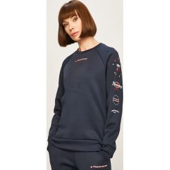 Tommy Sport - Bluza. Niebieskie bluzy sportowe damskie Tommy Sport, s, z nadrukiem, z elastanu, bez rękawów, bez kaptura. Za 359,90 zł.