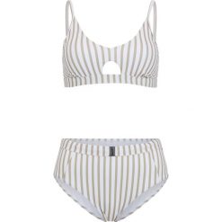 Bikini z biustonoszem bustier (2 części) bonprix brunatno-biały w paski. Pomarańczowe stroje kąpielowe damskie bonprix, w paski, sportowe. Za 99,99 zł.