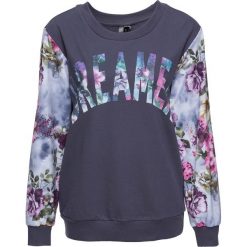 Bluzy damskie: Bluza z kwiatowym nadrukiem bonprix jagodowy z pastelowym nadrukiem