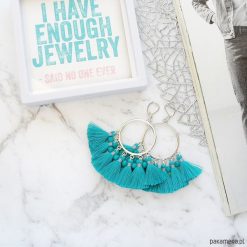 Kolczyki z chwostami Boho Big - Turquoise. Szare kolczyki damskie marki Pakamera. Za 129,00 zł.