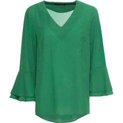 Bluzka bonprix zielony. Zielone koszulki damskie bonprix, bez wzorów, z dekoltem w serek. Za 69,99 zł.
