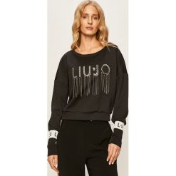 Liu Jo - Bluza. Czarne bluzy damskie Liu Jo, s, z aplikacjami, z elastanu, bez rękawów, bez kaptura. W wyprzedaży za 449,90 zł.