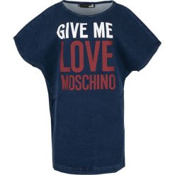 Sukienka Love Moschino. Niebieskie kombinezony damskie Love Moschino, bez wzorów, z włoskim kołnierzykiem, bez rękawów. Za 999,00 zł.