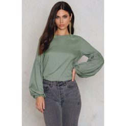 Bluzki damskie: NA-KD Trend Bluzka z obszernymi rękawami – Green