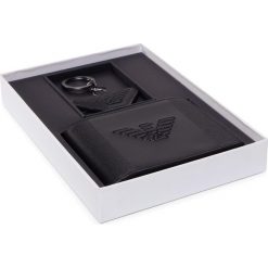 Zestaw upominkowy EMPORIO ARMANI - Y4R174 YFE6J 81072 Black. Czarne portfele męskie Emporio Armani, bez wzorów, ze skóry ekologicznej. Za 549,00 zł.