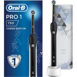 Oral-B Pro 750 Cross Action Black + etui podróżne. Czarne etui męskie ORAL-B. W wyprzedaży za 169,00 zł.