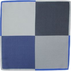 Niebieska, Granatowa Poszetka Poczwórna, 4 wzory, Groszki, Kropki - Alties POSZALTS0149. Niebieskie poszetki męskie Alties, w grochy, z materiału, eleganckie. Za 27,00 zł.