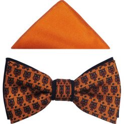 Pomarańczowa mucha męska w sowy A229. Pomarańczowe muszki męskie Modini Moda Męska, na co dzień, bez wzorów, z tkaniny, eleganckie. Za 49,50 zł.