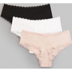 Majtki hipsters z koronką 3 pack - Kremowy. Białe majtki damskie Reserved, s, z koronki. Za 49,99 zł.