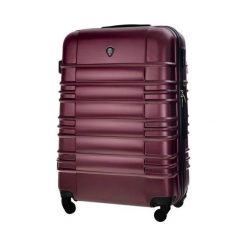 Mała walizka kabinowa ABS 55x37x24cm STL838 metaliczna burgundowa - S \ Burgundowy. Czerwone walizki Solier, bez wzorów, z gumy. Za 119,00 zł.