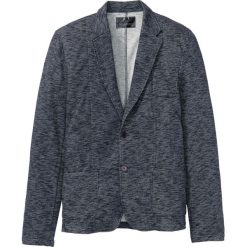 Marynarka z dzianiny dresowej Slim Fit bonprix ciemnoniebieski melanż. Niebieskie marynarki męskie marki bonprix, xl, melanż, z bawełny. Za 189,99 zł.