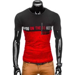 T-shirty męskie: T-SHIRT MĘSKI Z NADRUKIEM S867 – CZERWONY