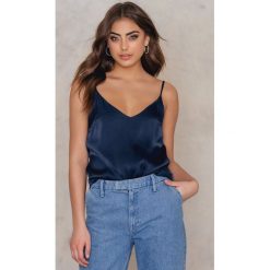 Koszule body: NA-KD Trend Krótka koszula z dekoltem w kształcie litery V - Blue,Navy