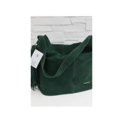 Zamszowa Shopper boho butelkowa zieleń. Zielone torby damskie na zakupy marki Fabiola, ze skóry, duże, zamszowe. Za 281,00 zł.