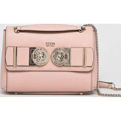 Guess Jeans - Torebka. Brązowe listonoszki damskie Guess Jeans, z aplikacjami, z bawełny, na ramię, małe, bez dodatków. W wyprzedaży za 449,90 zł.
