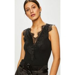 Pieces - Top. Czarne bluzki damskie Pieces, s, w koronkowe wzory, z elastanu, bez kołnierzyka, bez rękawów. Za 149,90 zł.