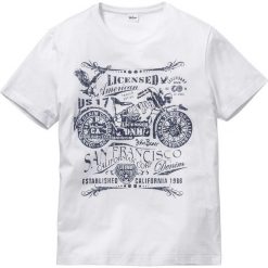 T-shirt z nadrukiem bonprix biały. Białe t-shirty męskie bonprix, s, z nadrukiem, bez kołnierzyka. Za 34,99 zł.