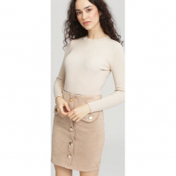 Jasnobeżowy Sweter Burnished. Brązowe swetry klasyczne damskie marki other, na jesień, xl. Za 39,99 zł.