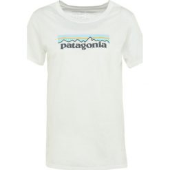 Patagonia PASTEL LOGO CREW Tshirt z nadrukiem white. Białe topy sportowe damskie marki Patagonia, xl, z nadrukiem, z bawełny. Za 129,00 zł.