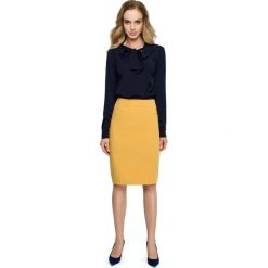 Spódnica ołówkowa z modelującymi przeszyciami - żółta. Żółte spódniczki damskie Style, s, bez wzorów, z elastanu, ołówkowe. Za 119,00 zł.