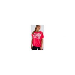 Koszulka krótki rękaw fitness kardio 120 damska. Różowe t-shirty damskie DOMYOS, bez wzorów, z elastanu, bez kołnierzyka. Za 29,99 zł.