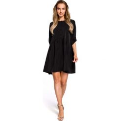 Czarna Oversizowa Sukienka Zapinana na Guziki. Czarne sukienki damskie Molly.pl, s, bez wzorów, eleganckie, bez kołnierzyka, bez rękawów, oversize. Za 149,90 zł.