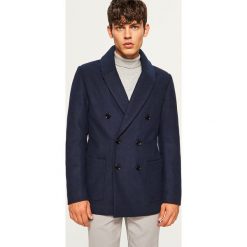 Płaszcz z wełną - Granatowy. Niebieskie płaszcze męskie marki Reserved, s, z wełny. Za 299,99 zł.