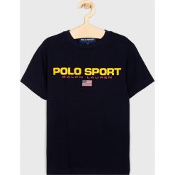 Polo Ralph Lauren - T-shirt dziecięcy 134-176 cm. Niebieskie t-shirty chłopięce Polo Ralph Lauren, z nadrukiem, z bawełny, bez rękawów. W wyprzedaży za 129,90 zł.