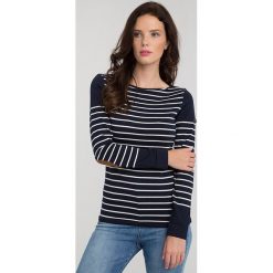 Sweter "Bent" w kolorze granatowym. Niebieskie swetry damskie Sir Raymond Taylor, xs, w paski, z bawełny, bez rękawów, bez kaptura. W wyprzedaży za 129,95 zł.