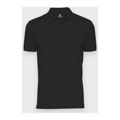 Męska koszulka polo (bez nadruku, gładka) - czarna. Czarne koszulki męskie MegaKoszulki, m, z nadrukiem, z bawełny, polo, bez rękawów. Za 39,90 zł.