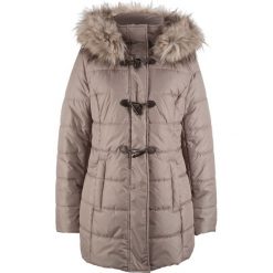 Kurtka pikowana z kapturem i guzikami kołkami bonprix brunatny. Pomarańczowe kurtki damskie bonprix, bez wzorów. Za 219,99 zł.