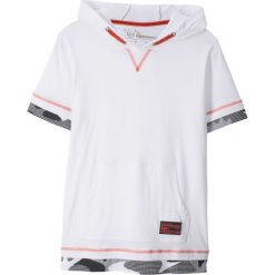 Shirt z kapturem bonprix biały. Białe t-shirty chłopięce bonprix, z aplikacjami, bez rękawów. Za 37,99 zł.
