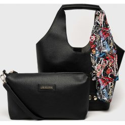 Love Moschino - Torebka. Czarne torebki klasyczne damskie marki Love Moschino, z materiału, na ramię, duże. Za 879,90 zł.