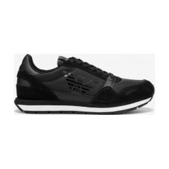 Emporio Armani Tenisówki Czarny. Czarne trampki męskie Emporio Armani, bez wzorów, ze skóry, bez zapięcia. Za 865,95 zł.