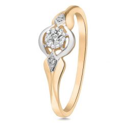 Unikalny Pierścionek Złoty - złoto 585, Brylant 0,07ct,diament 0,006ct. Żółte pierścionki damskie W.KRUK, z brylantem, złote. Za 1490,00 zł.