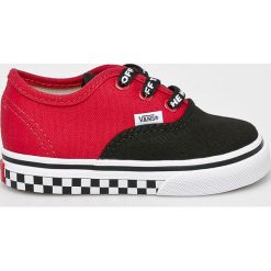 Vans - Tenisówki dziecięce. Czerwone trampki dziewczęce Vans, bez wzorów, z gumy, na sznurówki. Za 159,90 zł.