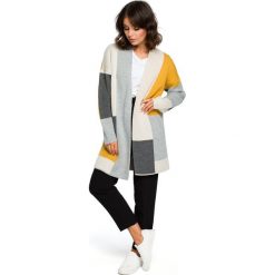 Kardigan wielokolorowy - model 1 (grafit). Swetry damskie BE, s, bez wzorów, z jeansu, eleganckie, bez rękawów, długie, bez kaptura. Za 149,00 zł.