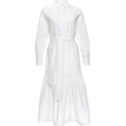 Sukienka koszulowa Tory Burch 53852. Białe sukienki damskie Tory Burch, bez wzorów, z bawełny, z koszulowym kołnierzykiem, bez rękawów, koszulowe. W wyprzedaży za 949,00 zł.