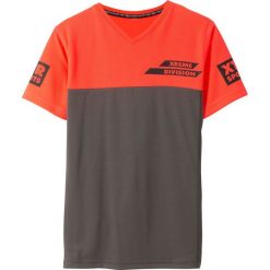Shirt sportowy bonprix pomarańczowy neonowy - szary. Pomarańczowe koszule chłopięce bonprix, z nadrukiem, sportowe, bez kołnierzyka, bez rękawów. Za 32,99 zł.