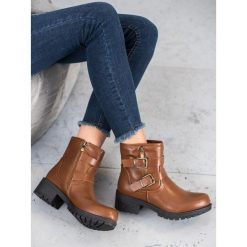Klasyczne workery. Workery damskie SHELOVET, ze skóry ekologicznej, klasyczne, bez obcasa, bez zapięcia. Za 79,00 zł.