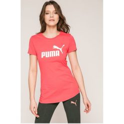 Puma - Top. Różowe topy damskie Puma, s, z nadrukiem, z bawełny, z krótkim rękawem. Za 89,90 zł.