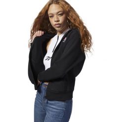 Bluza Reebok FZ Hoody (DH1376). Czarne bluzy damskie Reebok, bez wzorów, z bawełny, bez rękawów, bez kaptura. Za 179,99 zł.