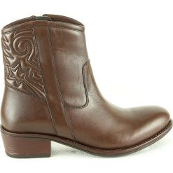 Skórzane botki "Dolly" w kolorze ciemnobrązowym. Pomarańczowe botki damskie Manoukian, Biscote, bez obcasa, na obcasie, bez zapięcia. W wyprzedaży za 349,95 zł.